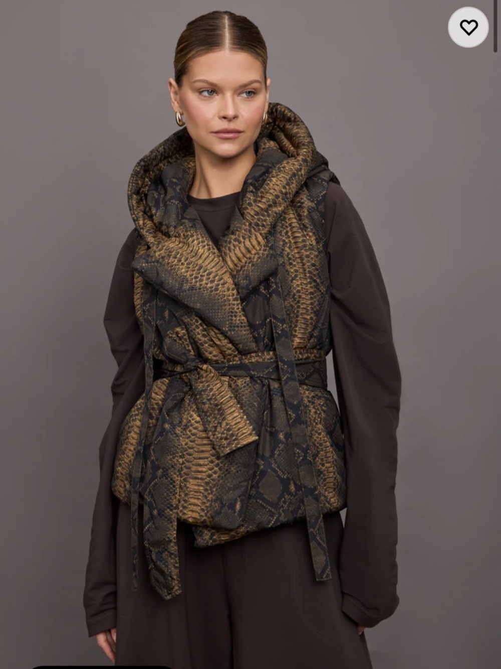 Norma Kamali Hooded Sleeveless Sleeping Bag Vest in Black and Brown NWT Small.